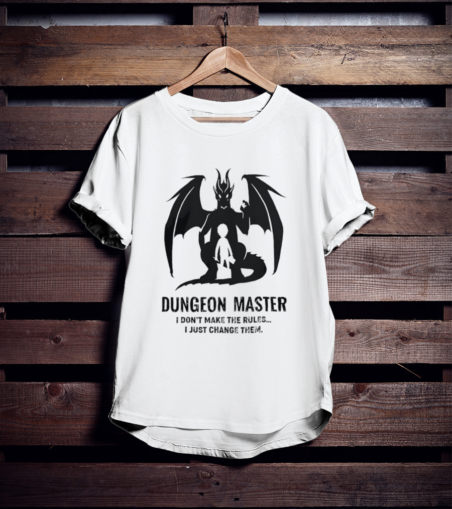 Dungeon Master I Don’t Make The Rules I Just Change Them Dragon Silhouette T-Shirt