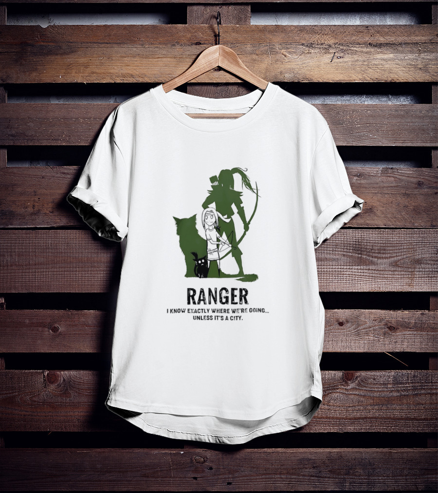 Dungeons And Dragons Ranger With Bow And Wolf Companion I Know Exactly Where We’re Going Unless It’s A City T-Shirt