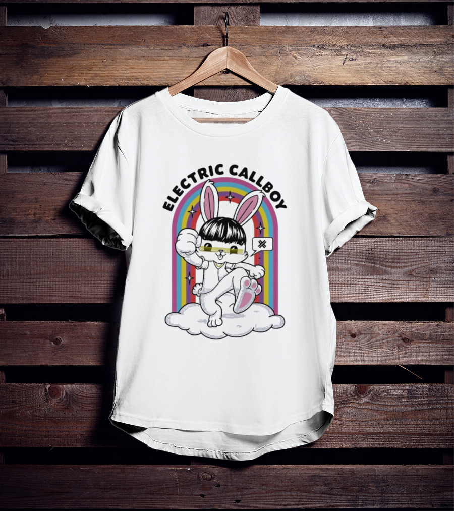 "Electric Callboy Bunny Rainbow Sunglasses Black Bunny" T-Shirt