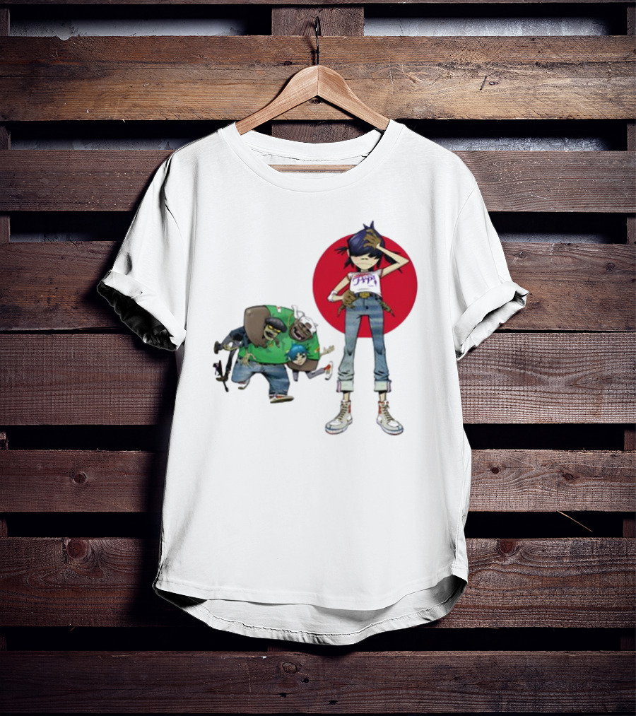 Gorillaz Invisible Sun Japanese Red Circle Band Members T-Shirt