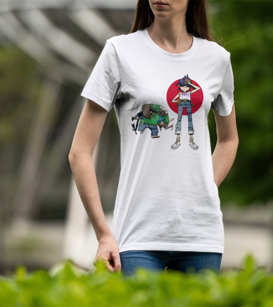 Gorillaz Invisible Sun Japanese Red Circle Band Members T-Shirt