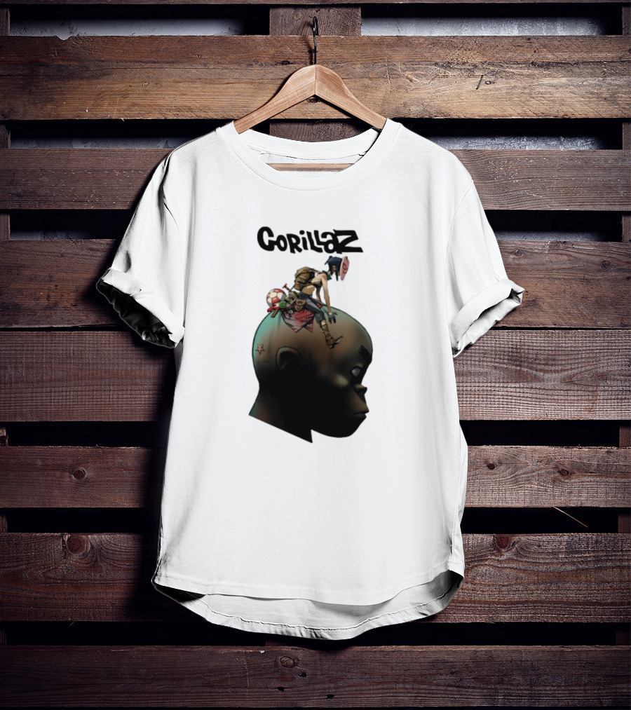 Gorillaz Plastic Beach Animated Character On Head T-Shirt