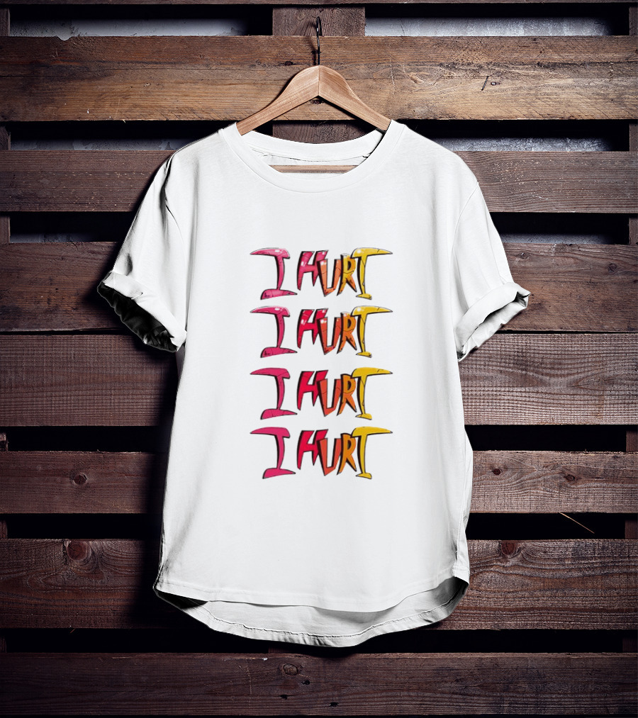 I HURT Multicolor Graffiti Text Art T-Shirt