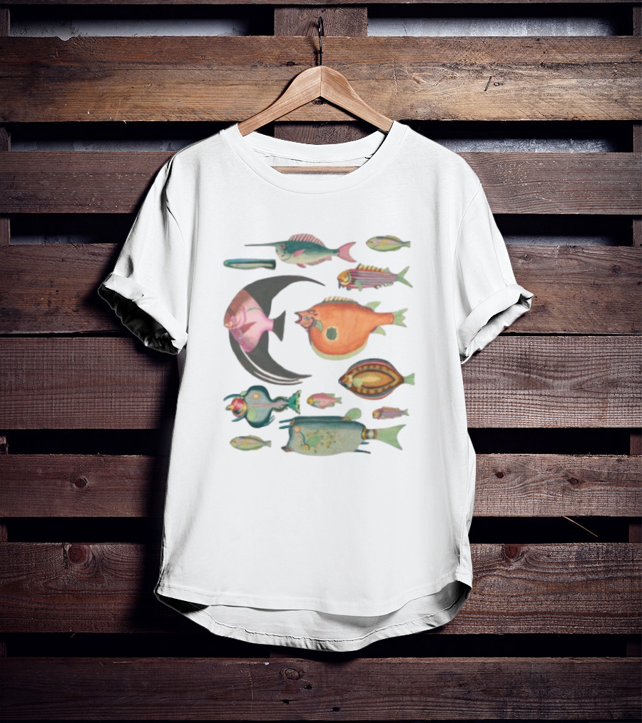 Fugly Fish Large Moon And Colorful Creatures T-Shirt
