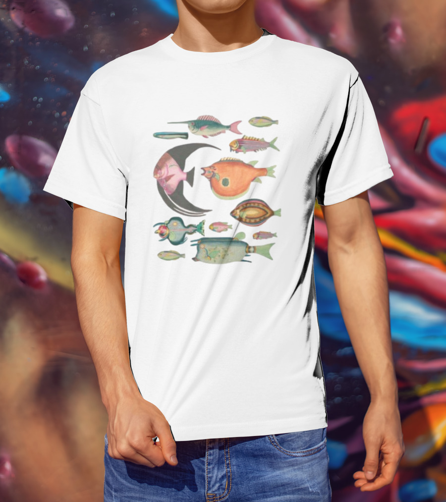 Fugly Fish Large Moon And Colorful Creatures T-Shirt