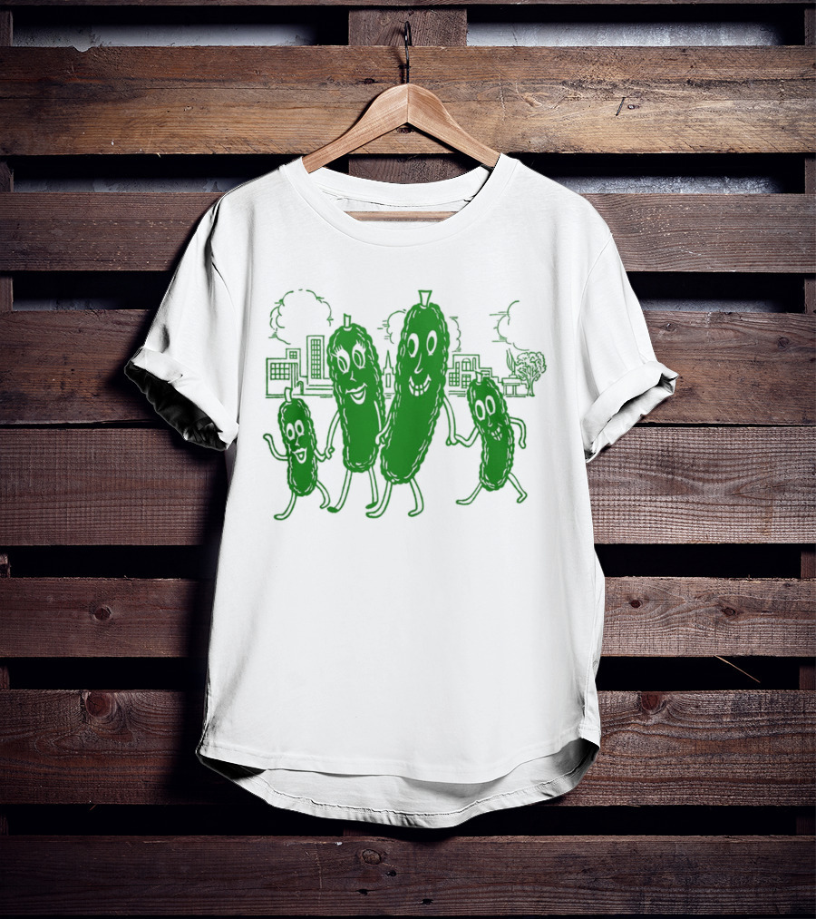 Vintage Pickle Family With Cityscape Background Vintage T-Shirt