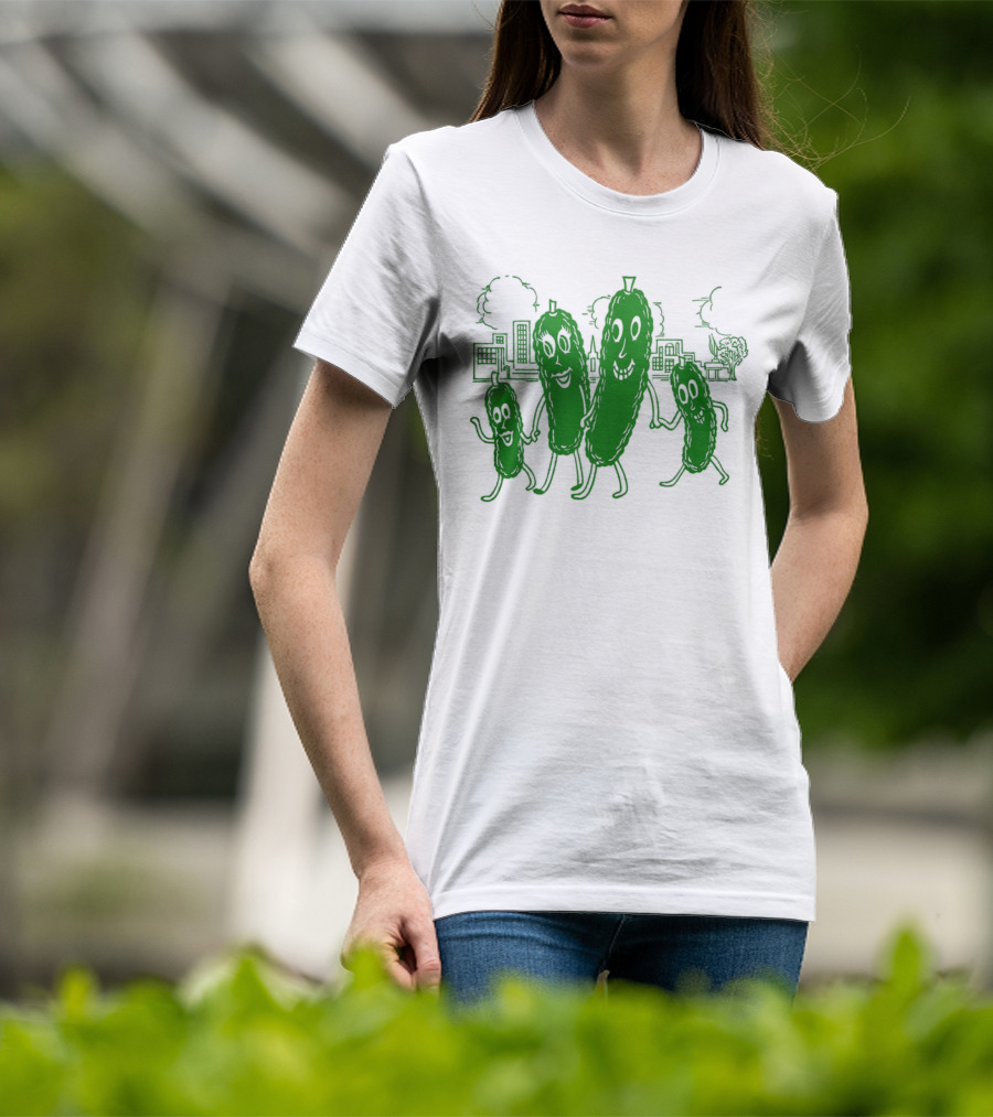 Vintage Pickle Family With Cityscape Background Vintage T-Shirt