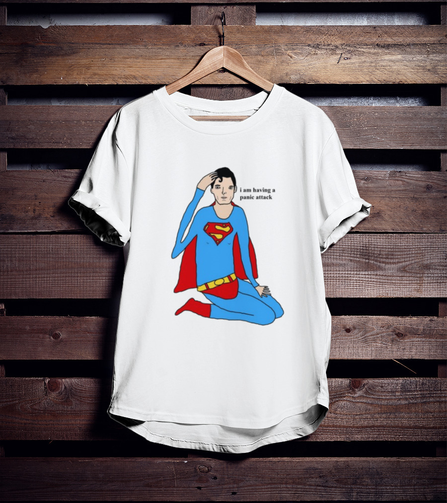 Superhero Costume Nervous Expression "I Am Having A Super Panic Attack" T-Shirt