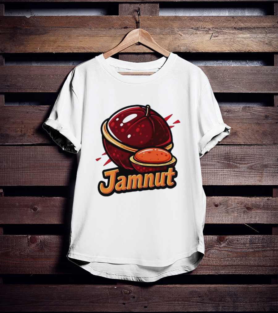 Jamnut Bold Fruit Style Text And Iconic Split Shell Nut T-Shirt