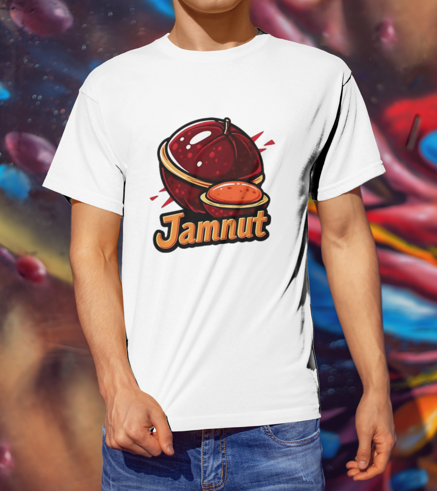 Jamnut Bold Fruit Style Text And Iconic Split Shell Nut T-Shirt