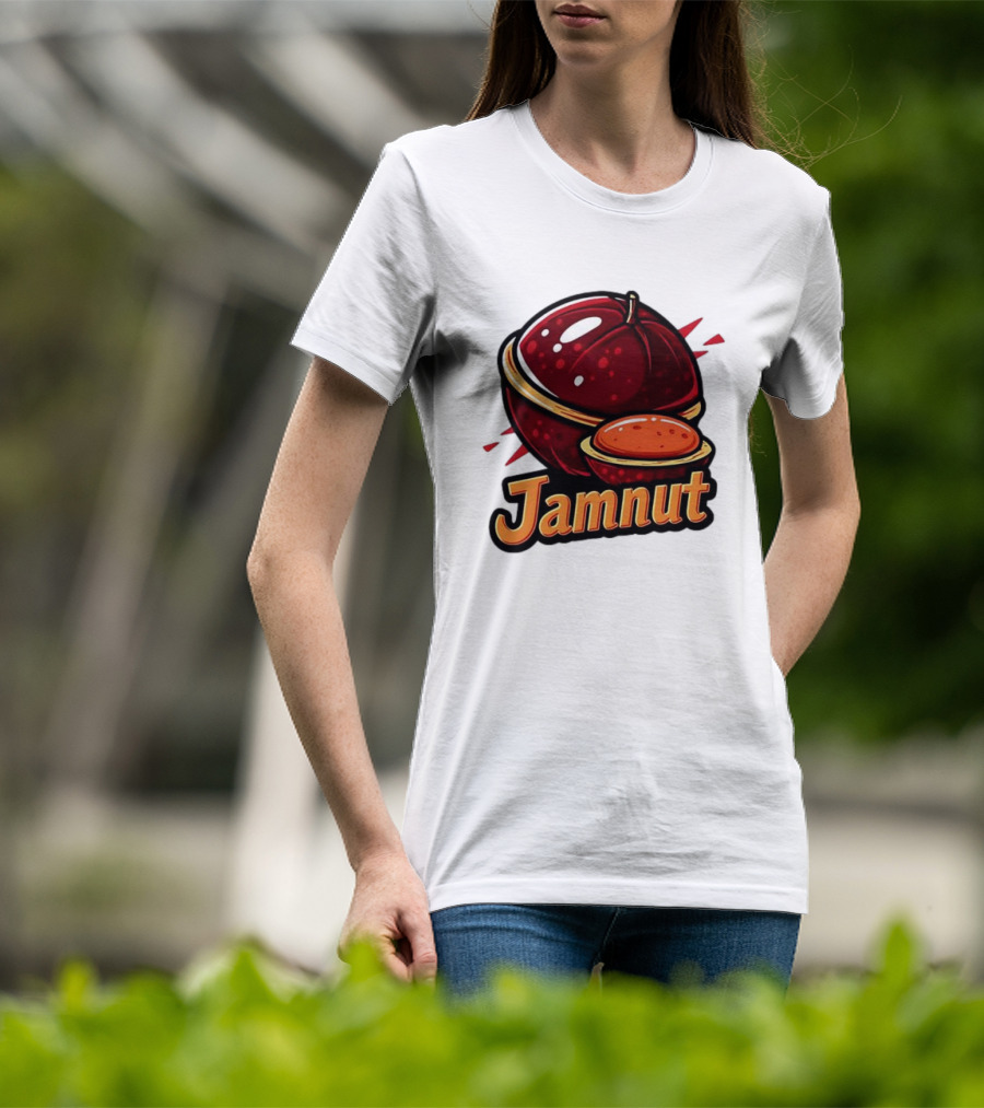 Jamnut Bold Fruit Style Text And Iconic Split Shell Nut T-Shirt