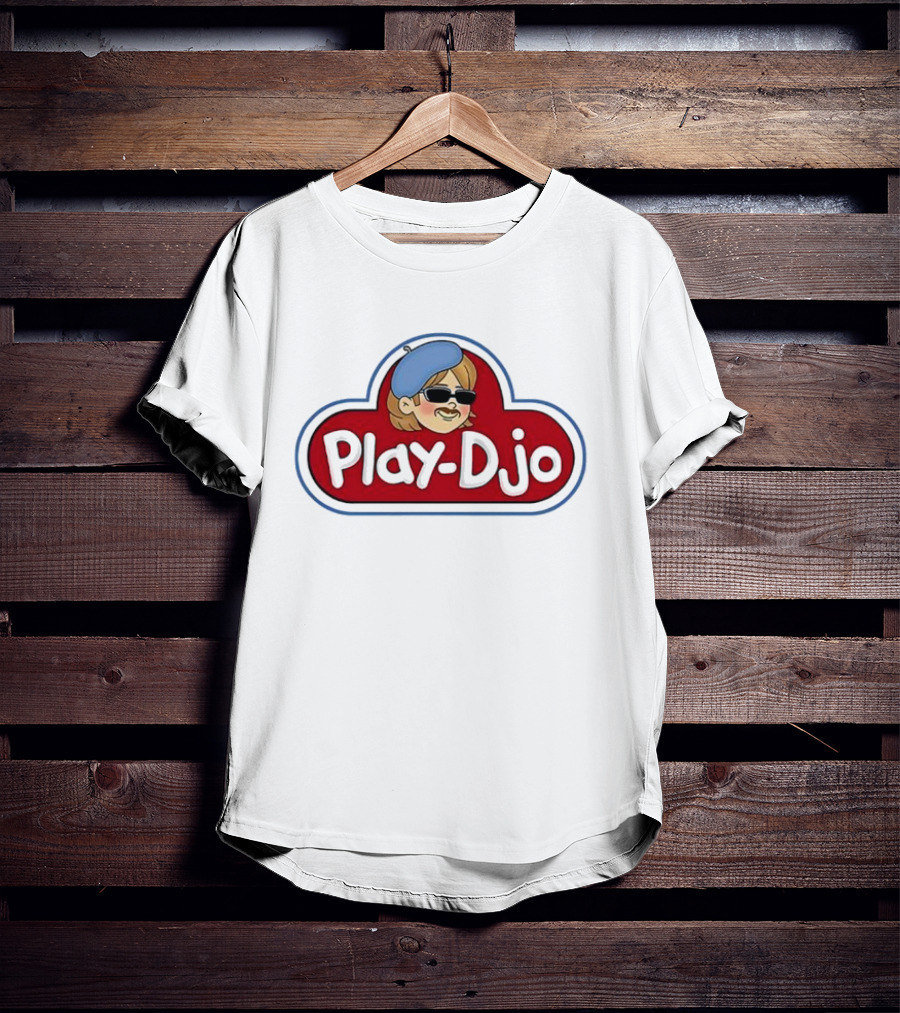 Play-Djo Joe Keery Character Illustration With Blue Beret T-Shirt