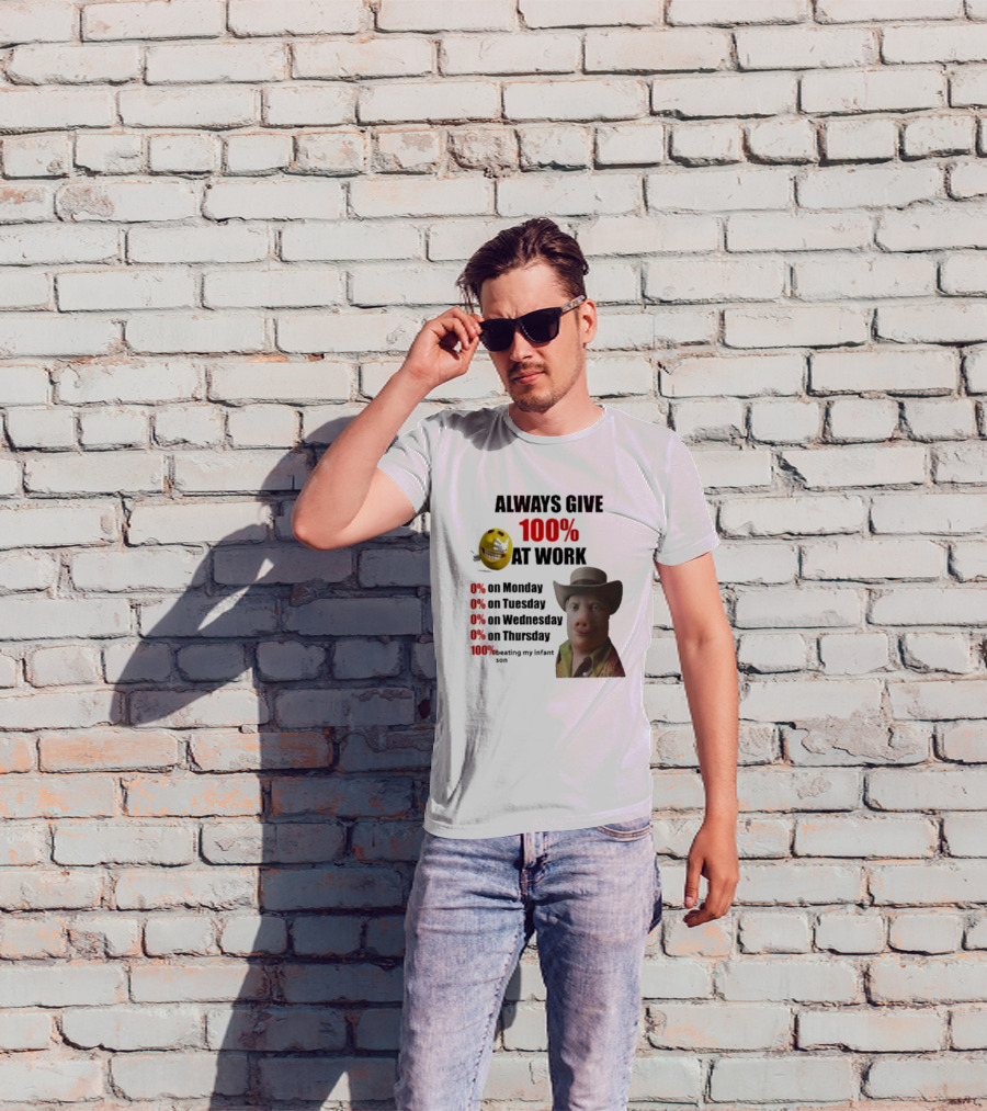 John Pork Always Give 100% At Work Emoji Cowboy Hat T-Shirt