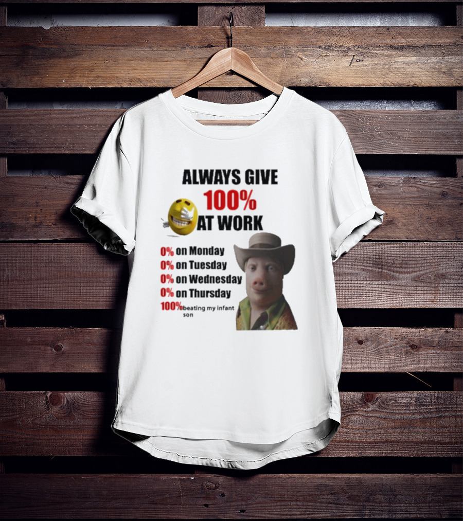 John Pork Always Give 100% At Work Emoji Cowboy Hat T-Shirt