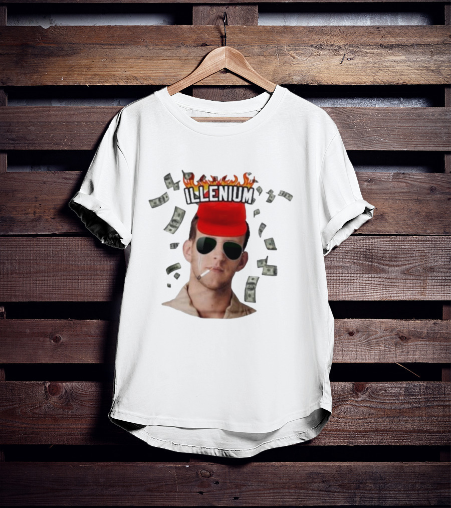 Illenium Flaming Cap Smoking Dollar Bills 2025 T-Shirt