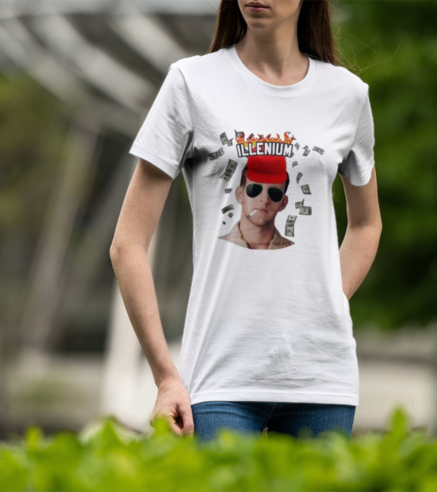Illenium Flaming Cap Smoking Dollar Bills 2025 T-Shirt