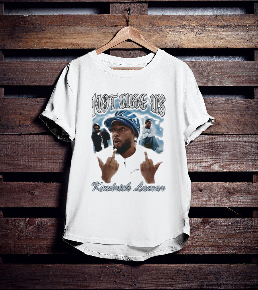 Not Like Us Kendrick Lamar Middle Finger Pose Blue Cap T-Shirt