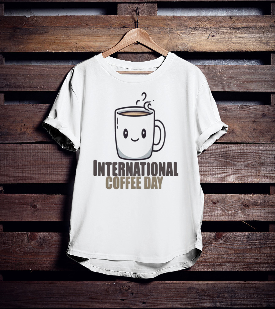 International Coffee Day Smiling Graphic T-Shirt
