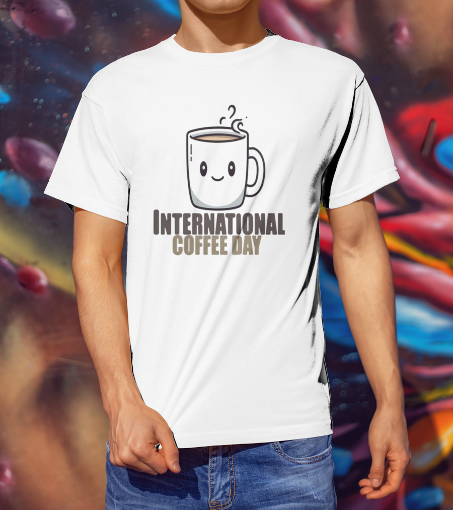 International Coffee Day Smiling Graphic T-Shirt