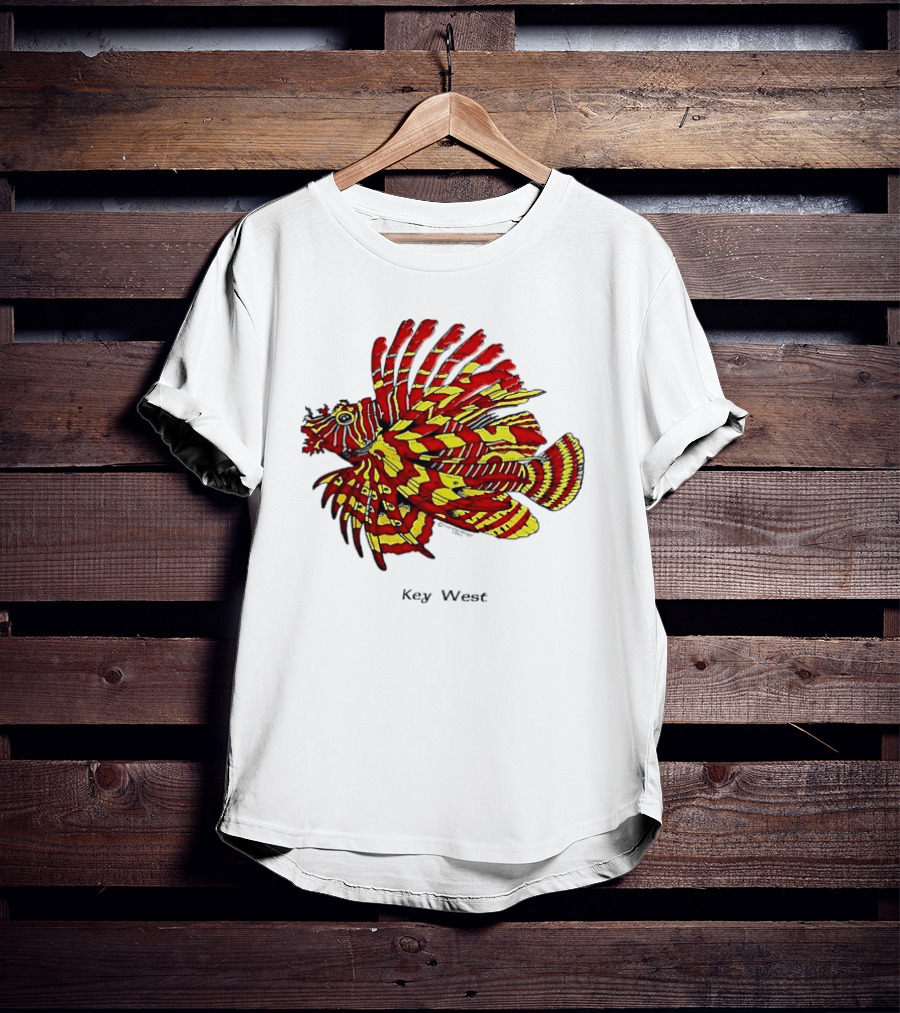 Key West Vibrant Red Yellow Lionfish T-Shirt