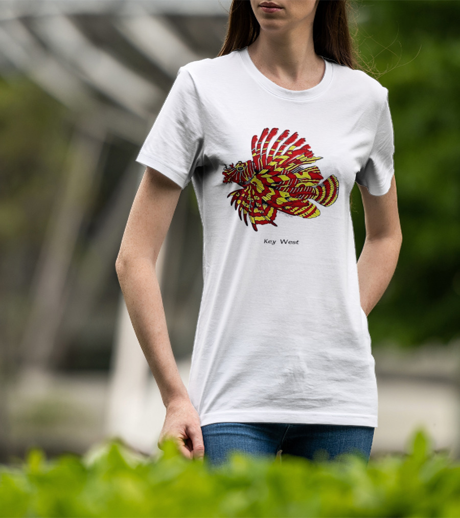 Key West Vibrant Red Yellow Lionfish T-Shirt