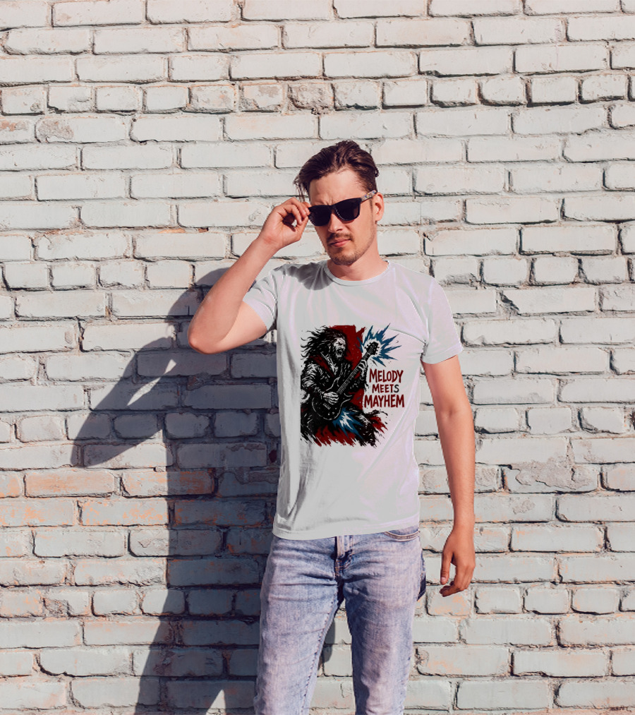 Melody Meets Mayhem Electric Red And Blue Burst T-Shirt