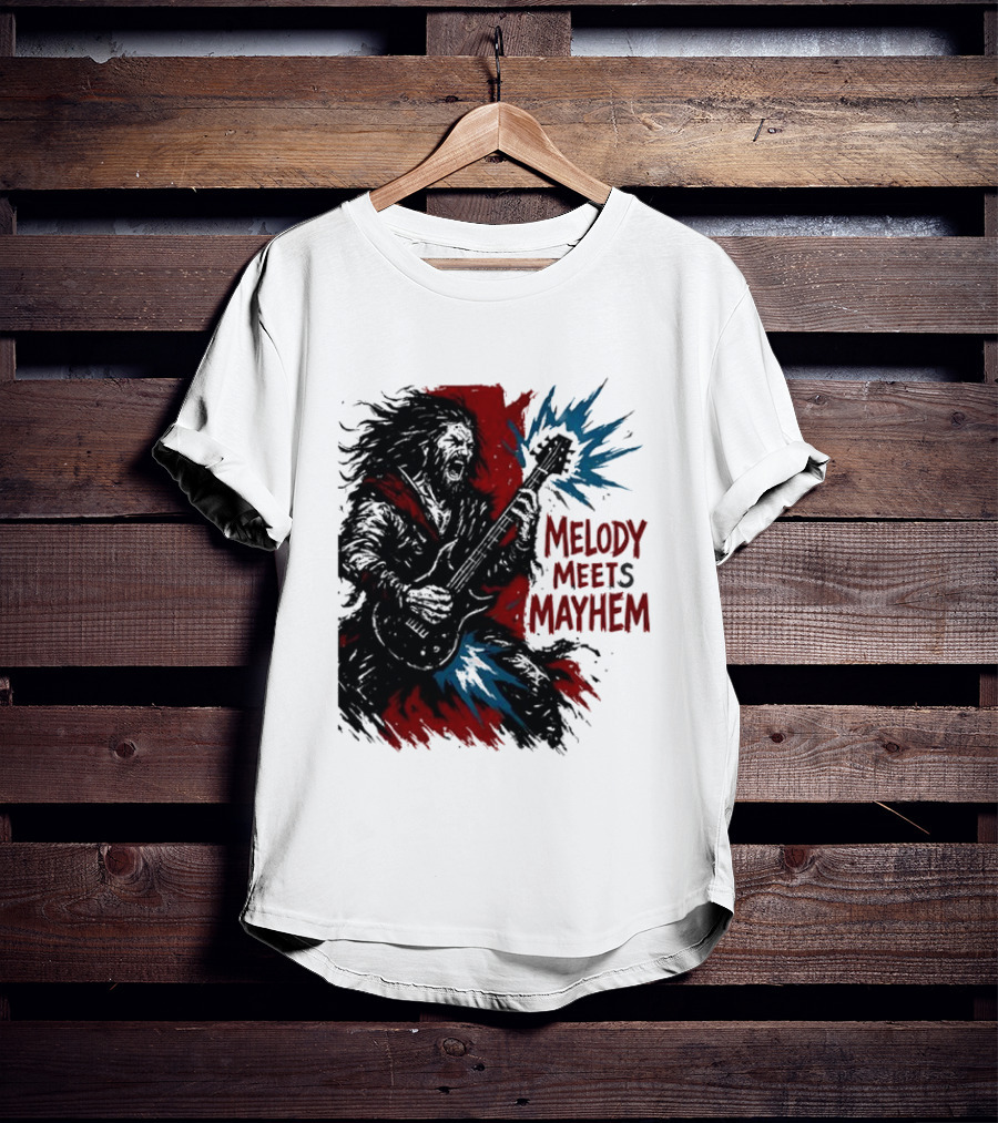 Melody Meets Mayhem Electric Red And Blue Burst T-Shirt