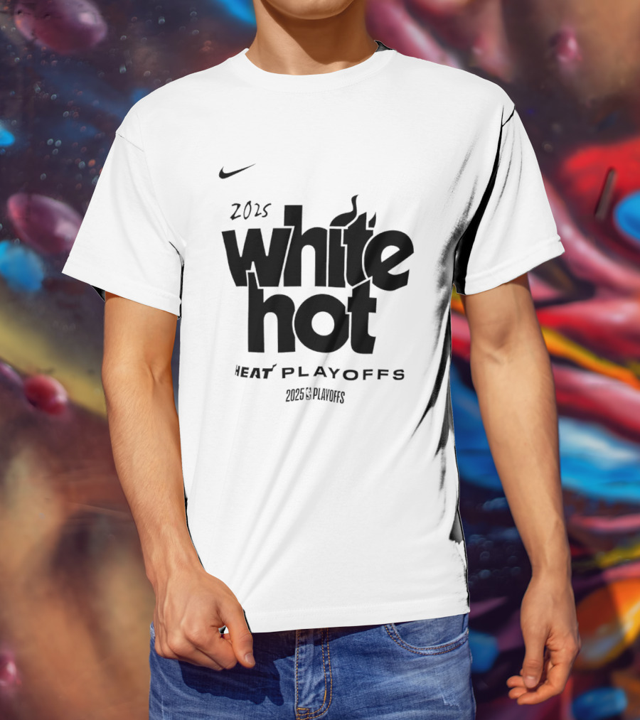 Miami Heat White Hot 2025 Playoffs NBA T-Shirt