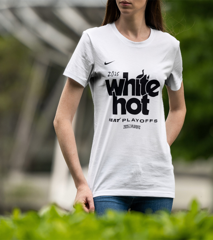 Miami Heat White Hot 2025 Playoffs NBA T-Shirt