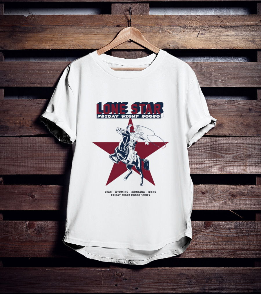 Lone Star Friday Night Rodeo Cowboy Lasso And Red Star T-Shirt