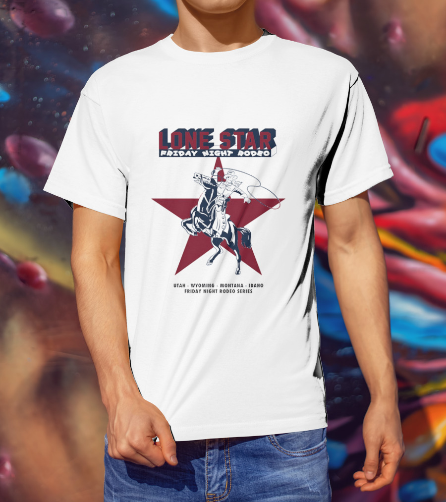 Lone Star Friday Night Rodeo Cowboy Lasso And Red Star T-Shirt
