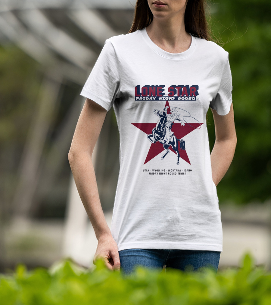 Lone Star Friday Night Rodeo Cowboy Lasso And Red Star T-Shirt