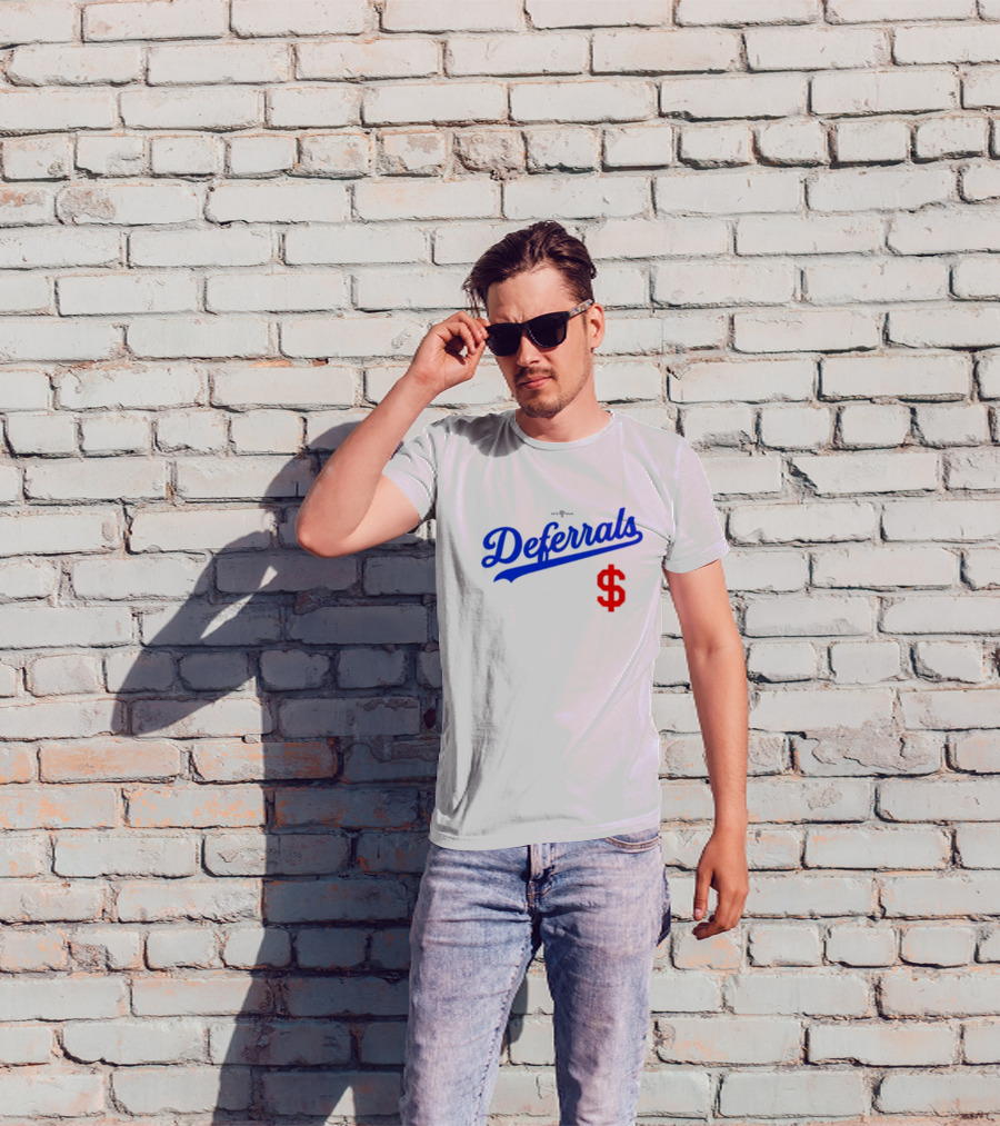Los Angeles Dodgers Deferrals Dollar Sign Icon In Team Style T-Shirt