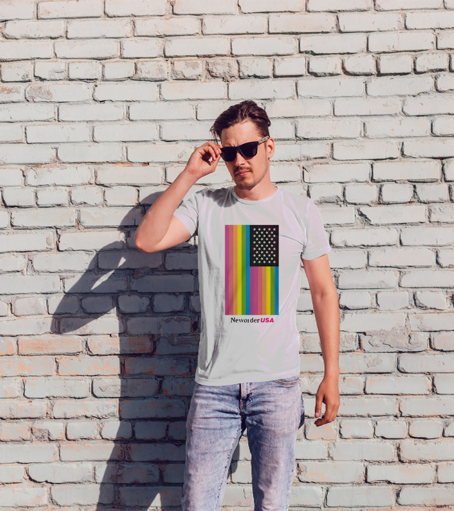 New Order USA Rainbow Flag Stars T-Shirt