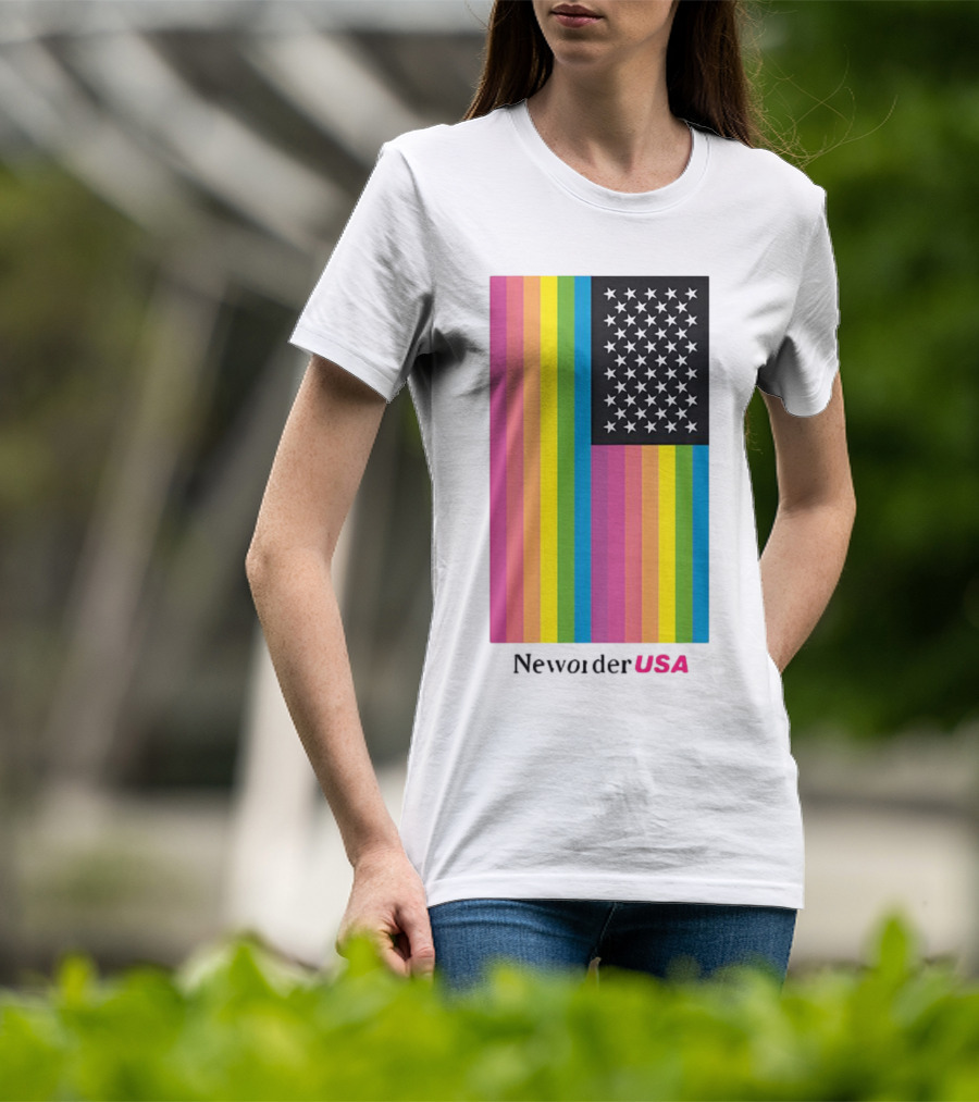 New Order USA Rainbow Flag Stars T-Shirt