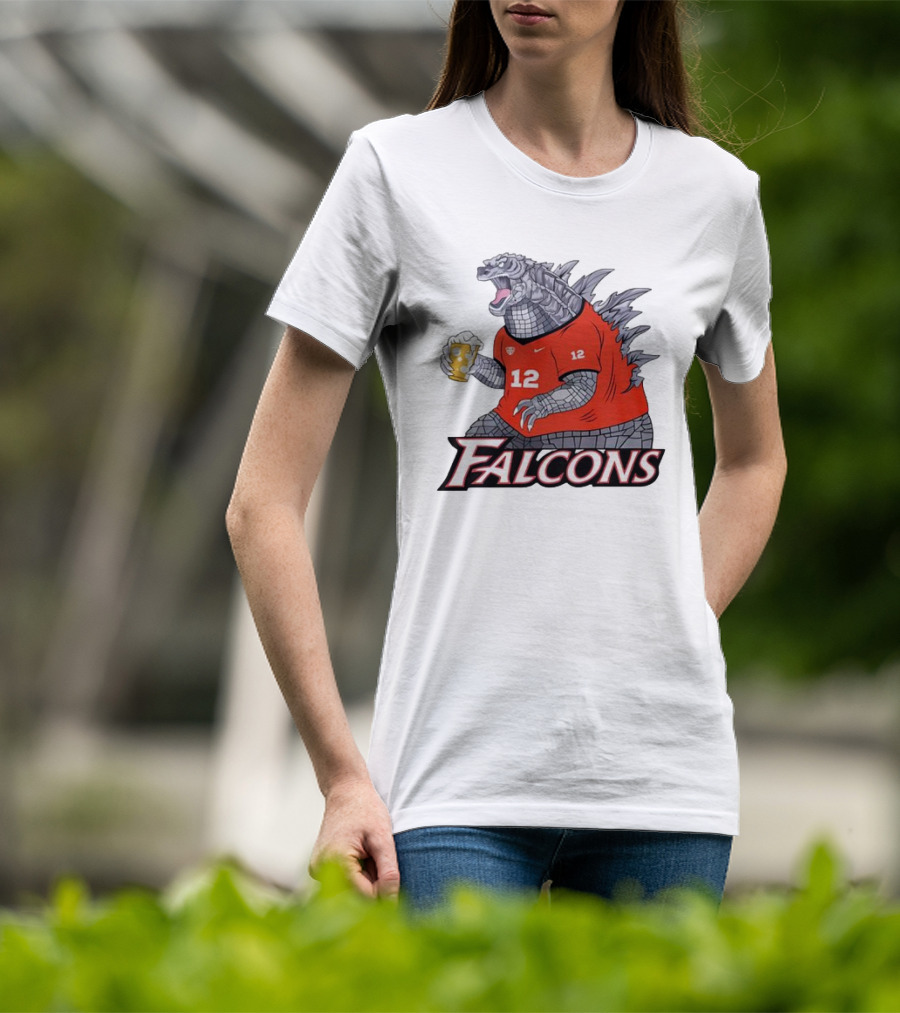 Atlanta Falcons Godzilla Monster Holding Beer T-Shirt