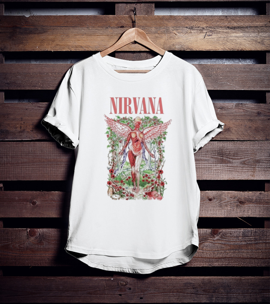 Nirvana In Utero Angel With Red Wings Amidst Wilderness T-Shirt