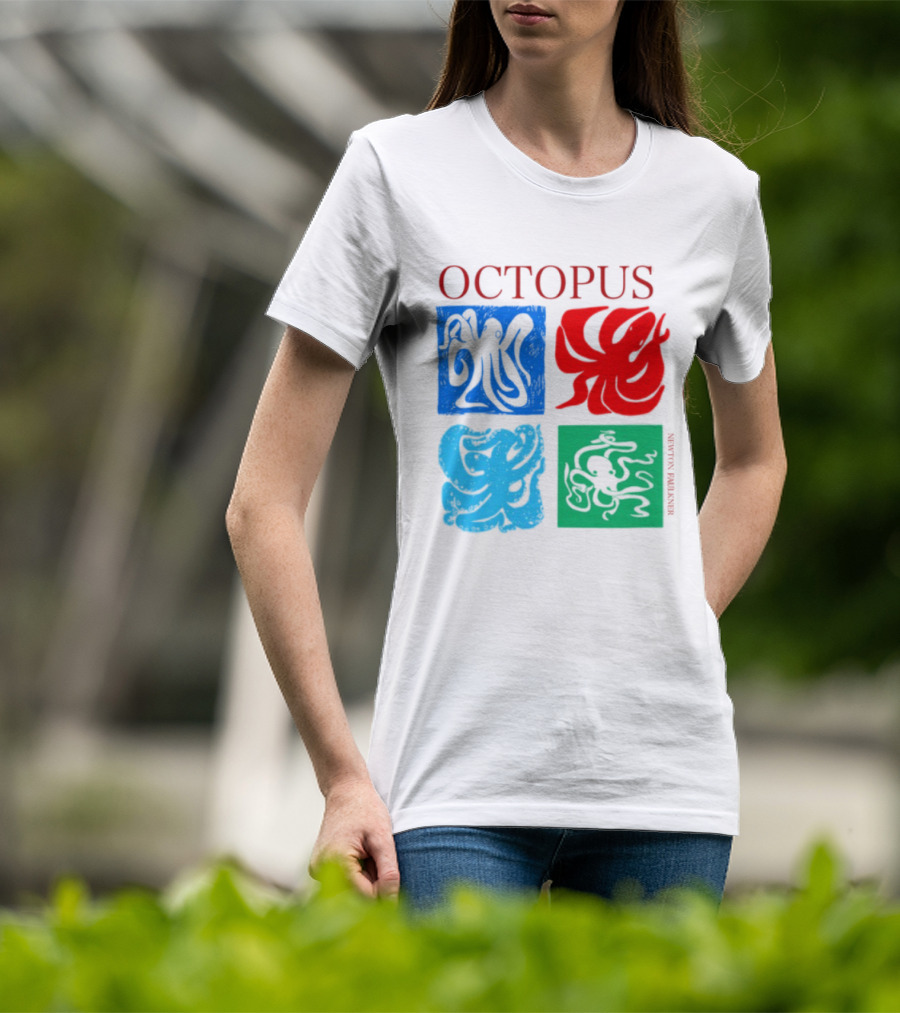 Octopus NewtonFaulkner Four Colored Abstract Squares T-Shirt