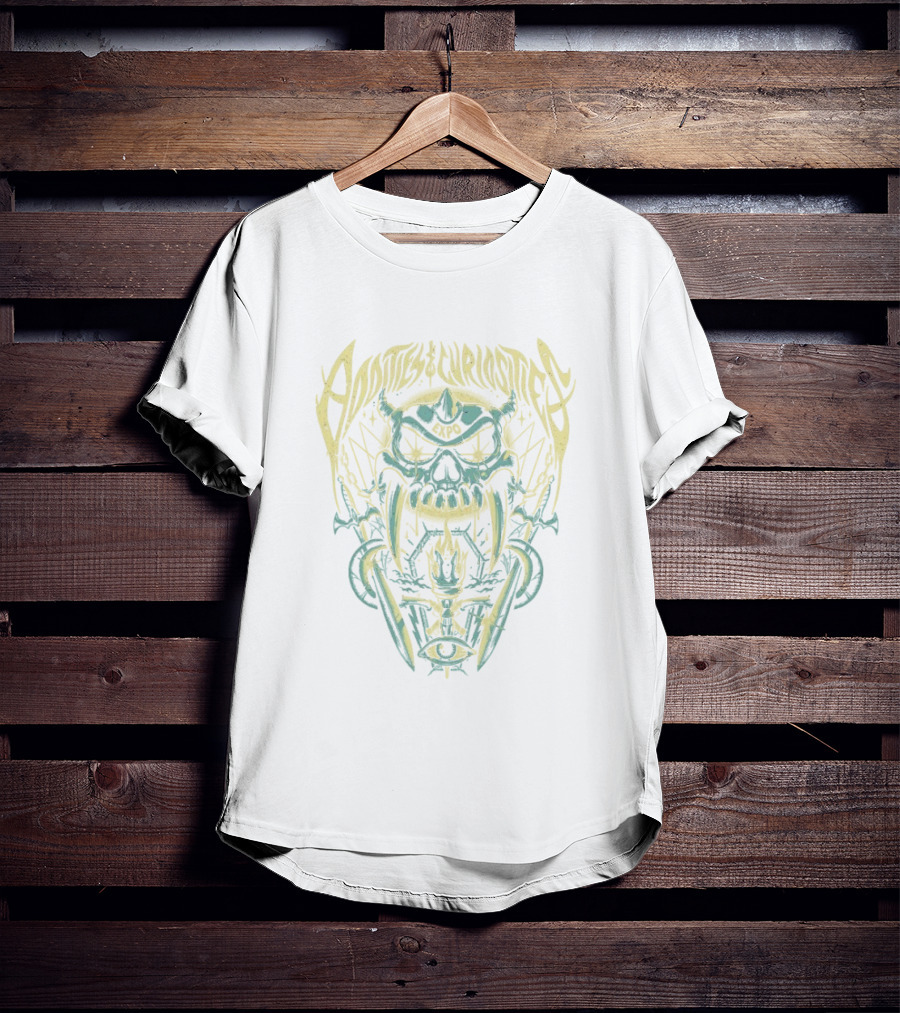 Oddities Curiosities Expo Skull Eye Swords T-Shirt