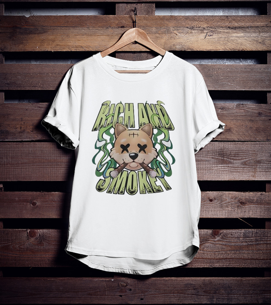 Rich And Smokey Shiba Inu With Crossed Eyes And Cigars T-Shirt
