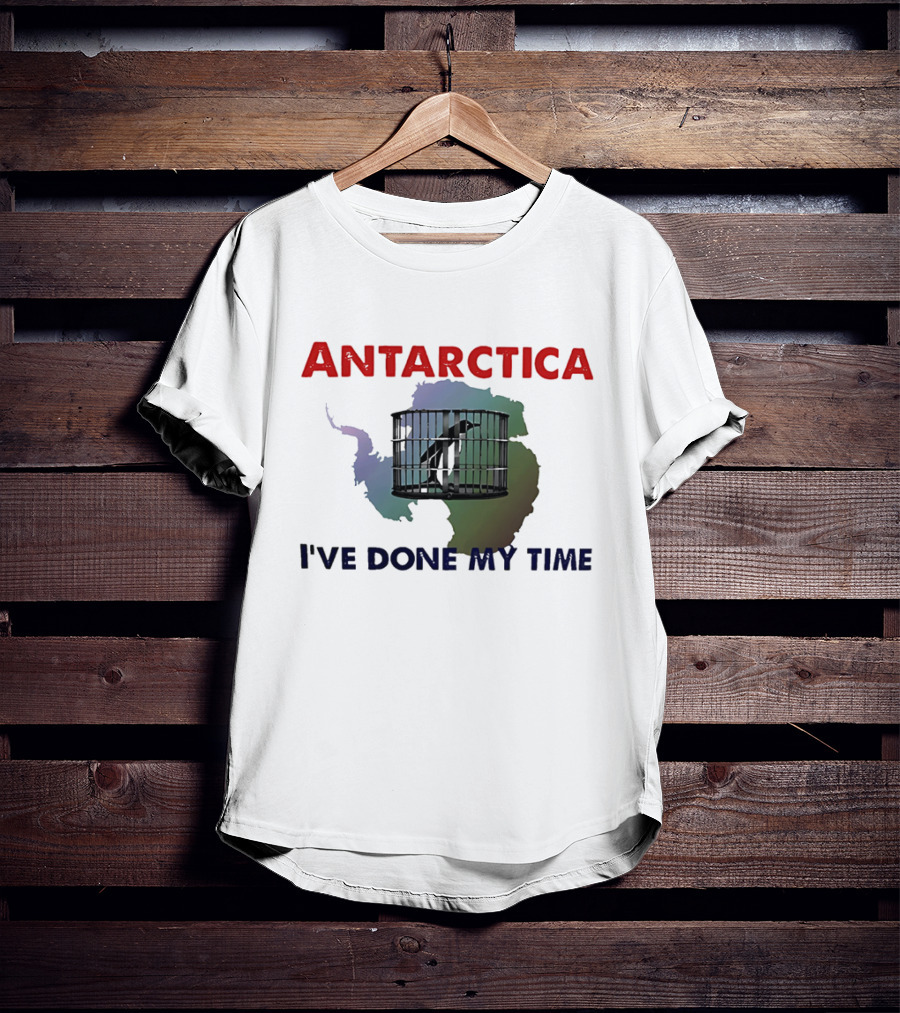 Antarctica I’ve Done My Time Penguin Jail Map T-Shirt