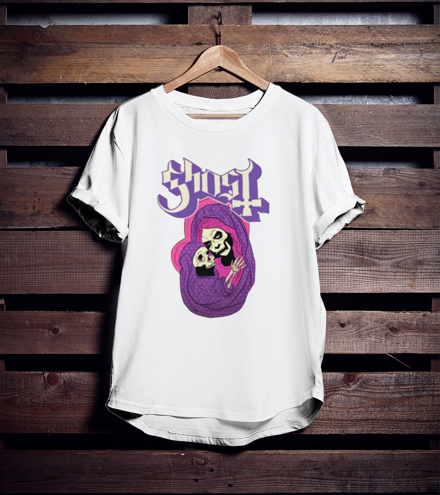 Rockabilia Ghost She Is The Light The Warmth The Power Without Her I Am Lost Hail Mom Skeletons Hugging T-Shirt