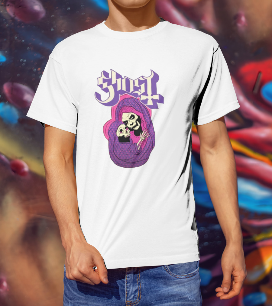 Rockabilia Ghost She Is The Light The Warmth The Power Without Her I Am Lost Hail Mom Skeletons Hugging T-Shirt
