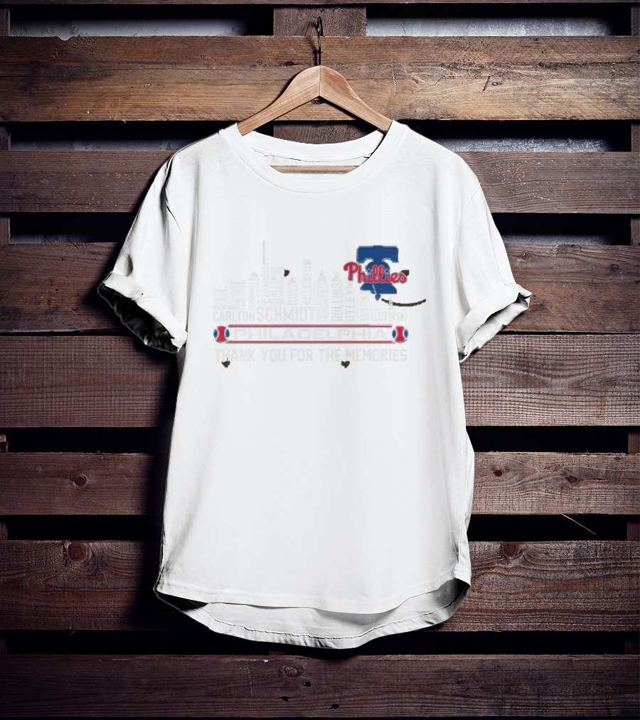 Philadelphia Phillies Carlton Schmidt Rollins 2025 Skyline Thank You For The Memories T-Shirt