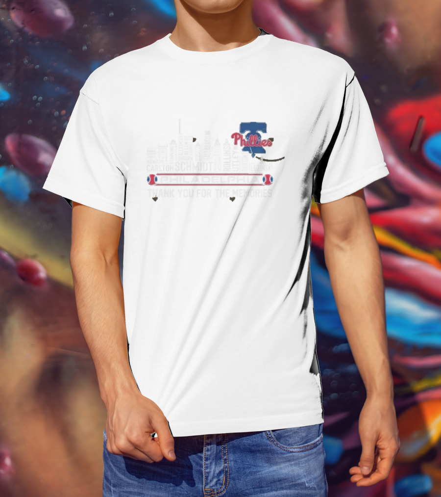 Philadelphia Phillies Carlton Schmidt Rollins 2025 Skyline Thank You For The Memories T-Shirt