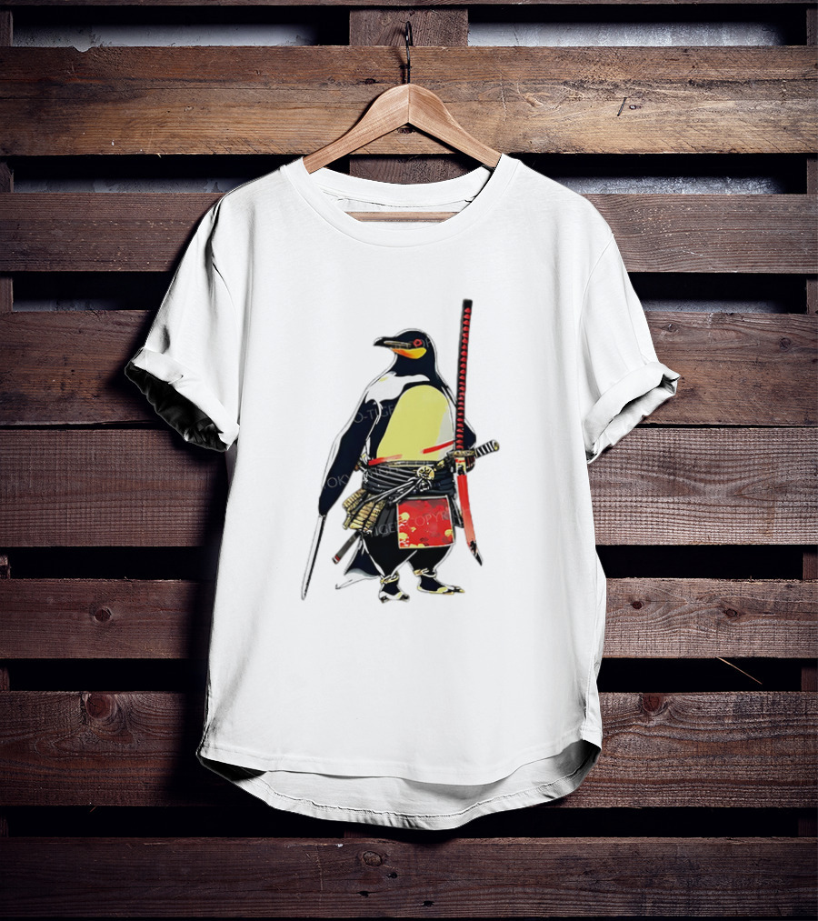 Samurai Penguin Katana Warrior With Traditional Armor T-Shirt