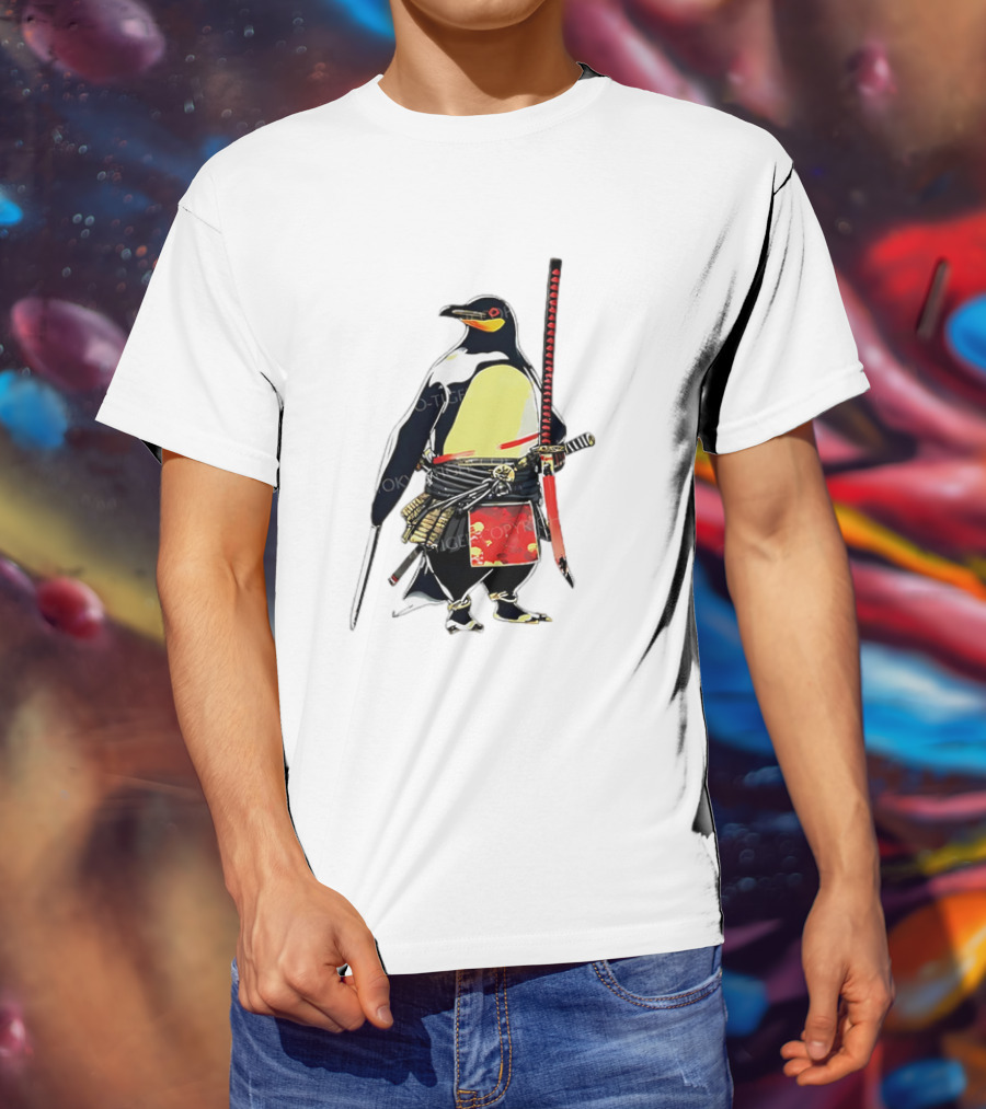 Samurai Penguin Katana Warrior With Traditional Armor T-Shirt