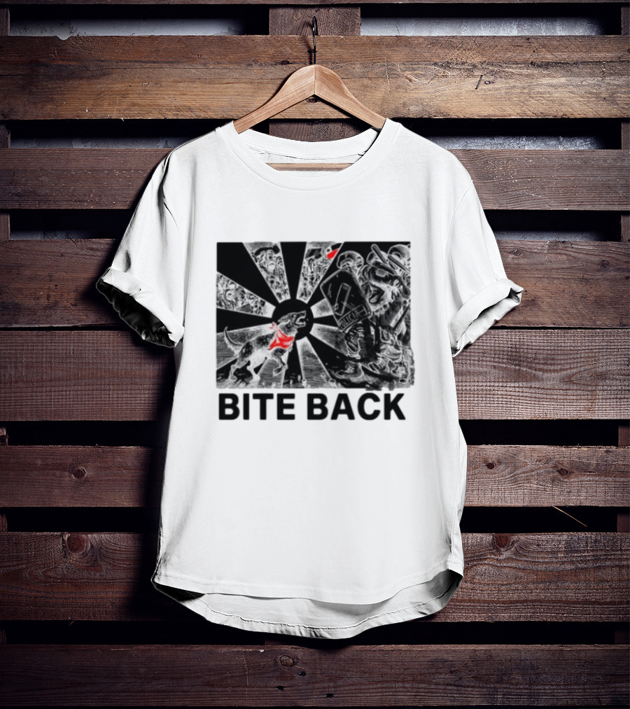 Punkwithacamera Bite Back Protest Artwork With Charging Dog And Riot Police T-Shirt
