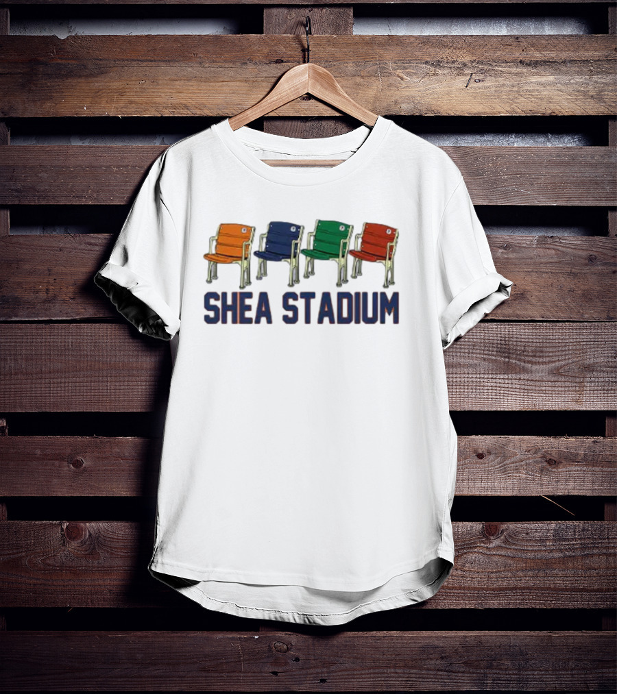 Shea Stadium Vintage Seats Orange Blue Green Red T-Shirt