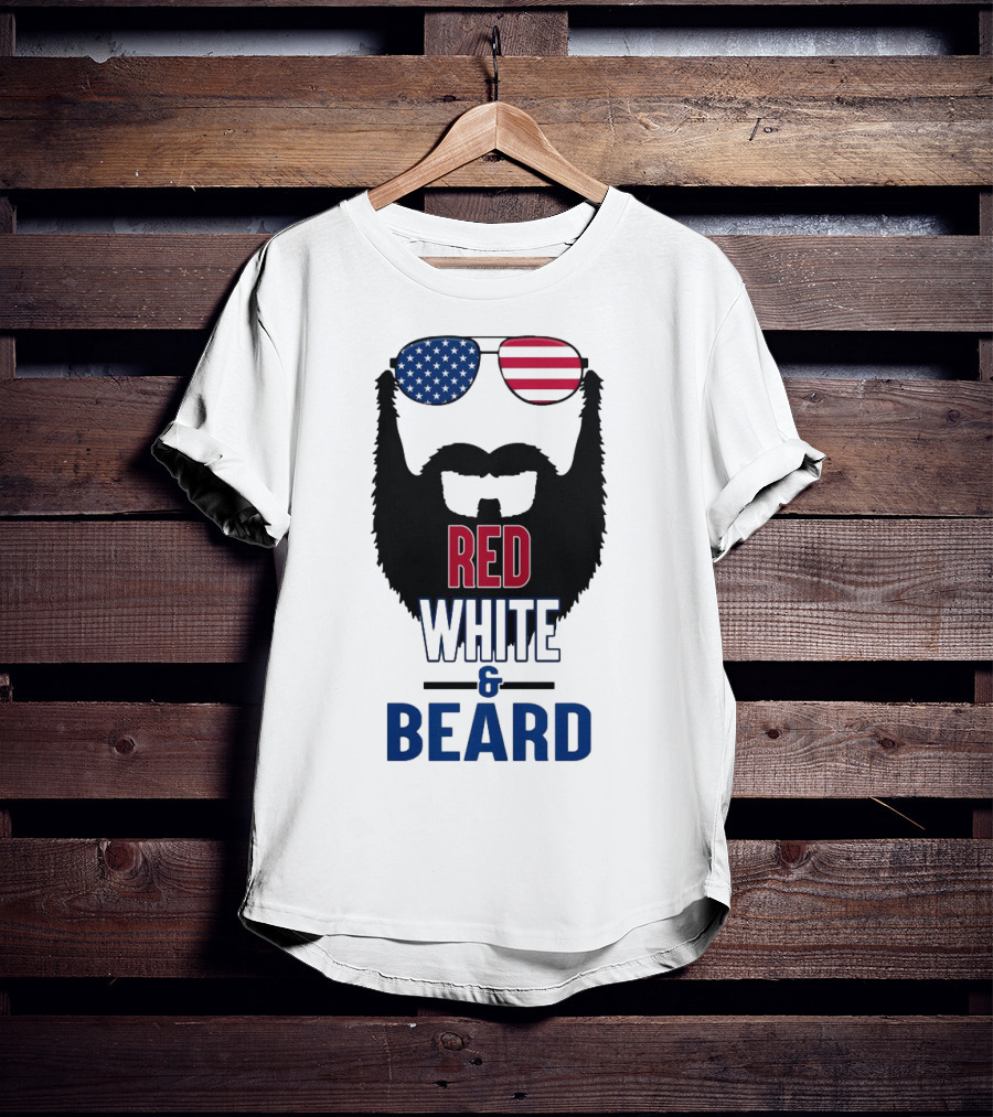 Red White & Beard American Flag Sunglasses Patriotic Beard Design T-Shirt